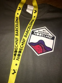 nodeconf barcelona lanyard and sticker